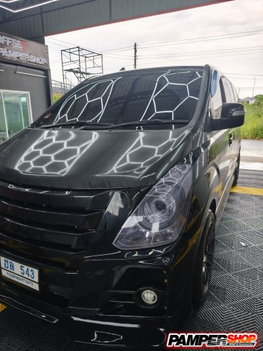 Hyundai h1 ขัดไฟหน้า+หุ้มฟิล์มไ เกรด TPH ดำอ่อน