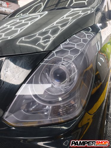 Hyundai h1 ขัดไฟหน้า+หุ้มฟิล์มไ เกรด TPH ดำอ่อน