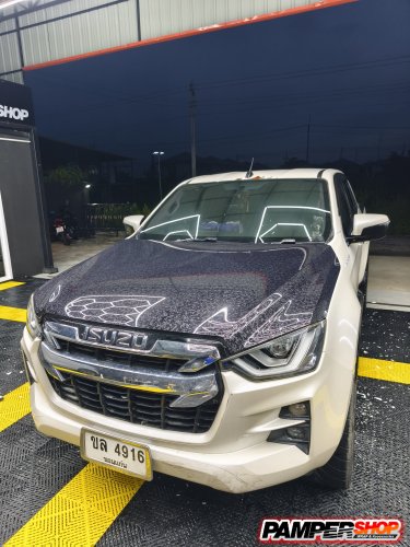ALL-NEW D-MAX หุ้มสติ๊กเกอร์เคฟล่าฝาหน้า ลาย หินอ่อน FROGED PET