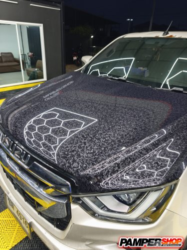 ALL-NEW D-MAX หุ้มสติ๊กเกอร์เคฟล่าฝาหน้า ลาย หินอ่อน FROGED PET