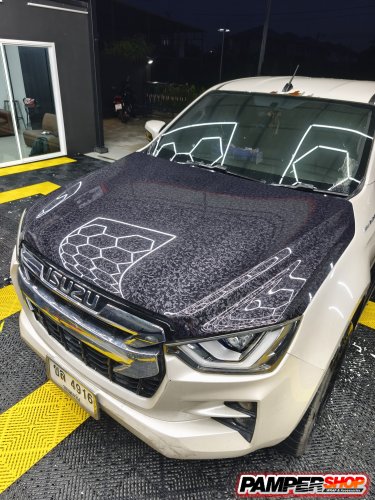 ALL-NEW D-MAX หุ้มสติ๊กเกอร์เคฟล่าฝาหน้า ลาย หินอ่อน FROGED PET