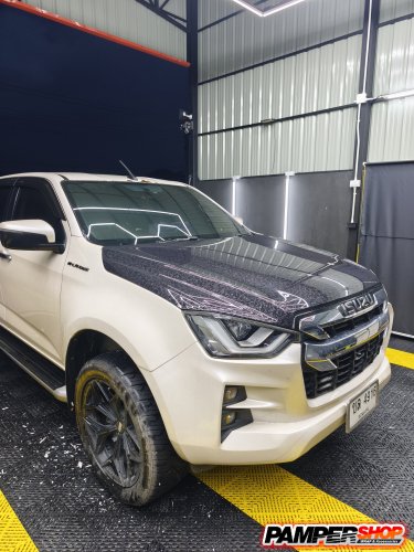 ALL-NEW D-MAX หุ้มสติ๊กเกอร์เคฟล่าฝาหน้า ลาย หินอ่อน FROGED PET