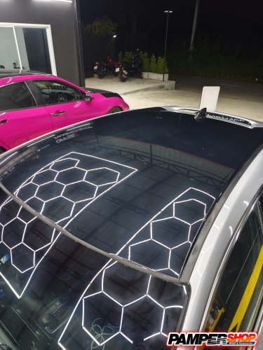 Honda Civic Fk หุ้มฟิล์มไฟหน้า TPH ดำอ่อนสุด / หุ้มฟิล์มไฟท้าย PVC ดำอ่อน / ฝาท้าย เคฟล่า หินอ่อน FROGED  / หลังคาดำเงาแก้ว PET