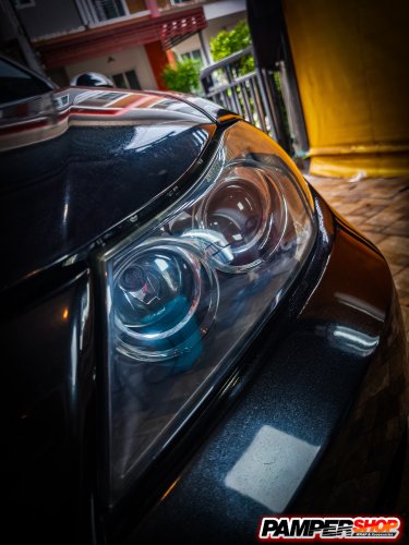 ขัดไฟหน้า+หุ้มฟิล์ม ( เกรด PVC ) สีฟ้าไฮบริด