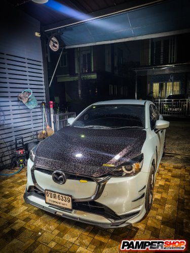 mazda 2 skyactive หุ้มสติ๊กเกอร์เคฟล่า ฝาหน้าหินอ่อน FORGED (PET)