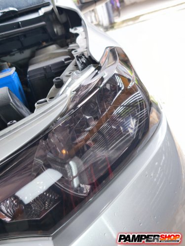 ขัดไฟหน้า+หุ้มฟิล์ม ( เกรด PVC ) สีดำอ่อน สโม๊ก