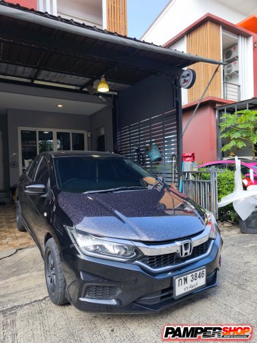 Honda City 2014 หุ้มสติ๊กเกอร์ฝาหน้า เคฟล่า หินอ่อน FORGED (เกรด PET)