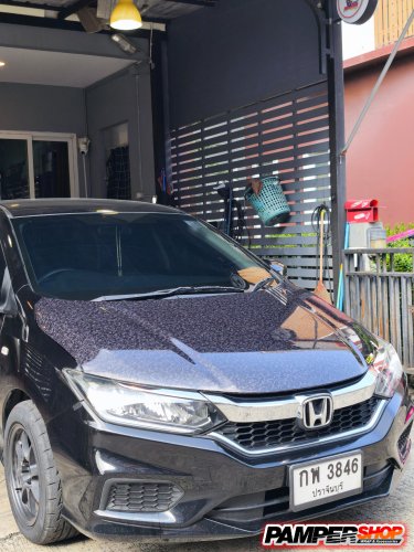 Honda City 2014 หุ้มสติ๊กเกอร์ฝาหน้า เคฟล่า หินอ่อน FORGED (เกรด PET)