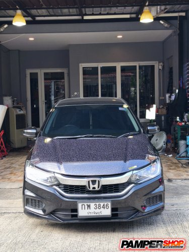 Honda City 2014 หุ้มสติ๊กเกอร์ฝาหน้า เคฟล่า หินอ่อน FORGED (เกรด PET)