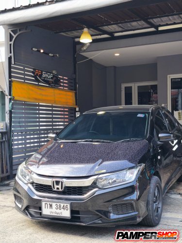 Honda City 2014 หุ้มสติ๊กเกอร์ฝาหน้า เคฟล่า หินอ่อน FORGED (เกรด PET)