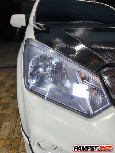 Isuzu Dmax หุ้มสติ๊กเกอร์เคฟล่าฝาหน้า รังผึ้ง เกรด PET / ขัดไฟ+หุ้มฟิล์มไฟ สีฟ้า ไฮบริด TPH