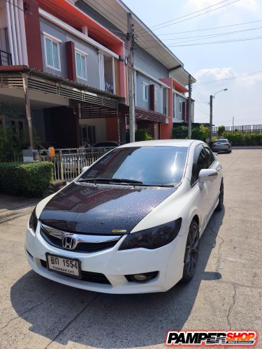 Honda Civic FD หุ้มสติ๊กเกอร์เคฟล่าฝาหน้า ลายหินอ่อน FORGED เกรด PET