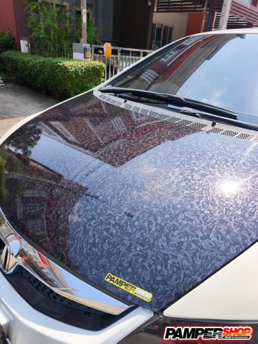 Honda Civic FD หุ้มสติ๊กเกอร์เคฟล่าฝาหน้า ลายหินอ่อน FORGED เกรด PET