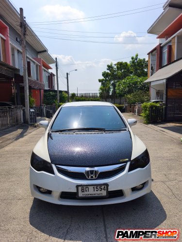 Honda Civic FD หุ้มสติ๊กเกอร์เคฟล่าฝาหน้า ลายหินอ่อน FORGED เกรด PET