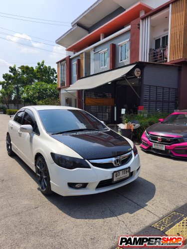 Honda Civic FD หุ้มสติ๊กเกอร์เคฟล่าฝาหน้า ลายหินอ่อน FORGED เกรด PET