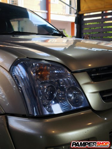 Isuzu Dmax ขัดไฟ+หุ้มฟิล์ม ไฟหน้า สีฟ้าไฮบริด เกรด TPH 3 ปี